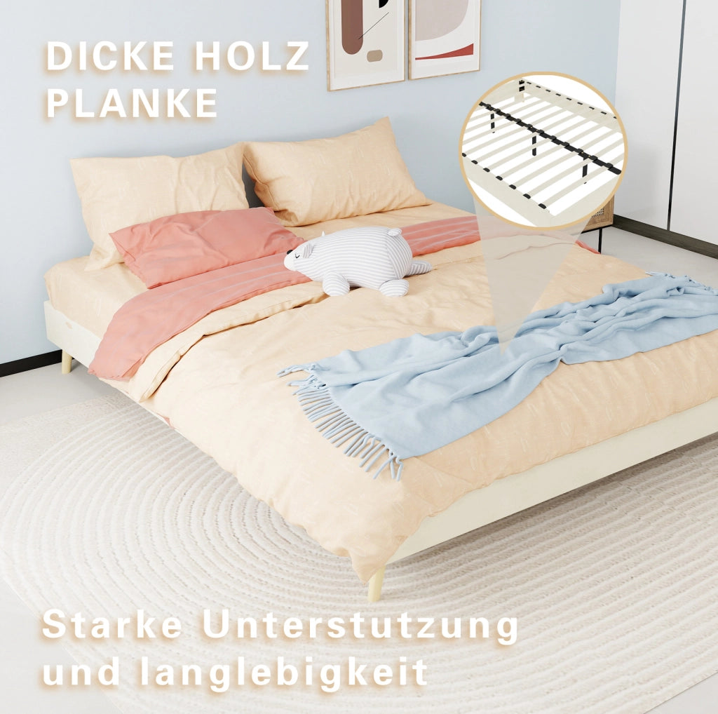 Letto matrimoniale 160 x 200 cm in velluto olandese beige con testiera alta e borchie