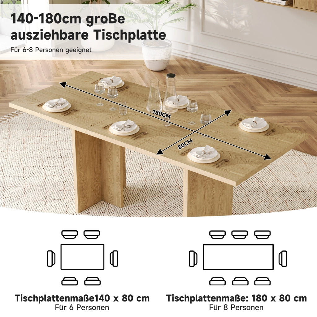 TAVOLO Allungabile 140-180x80 cm Rovere in MDF