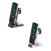 Trade Shop - Stazione Di Ricarica Magnetica Wireless 25w Pieghevole 4 In 1 Con Sveglia Orologio A60 -