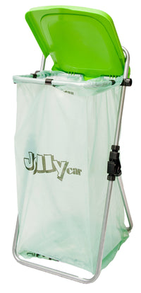 Pattumiera da Esterno Portasacco in Acciaio Zincato con Coperchio Verde Agrati