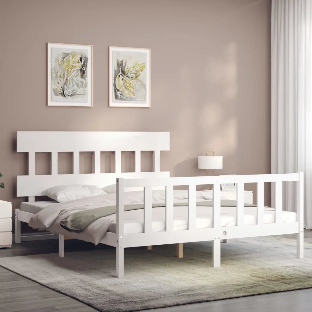 Giroletto senza Materasso-Struttura Letto Bianco 160x200 cm Legno Massello Pino 614843