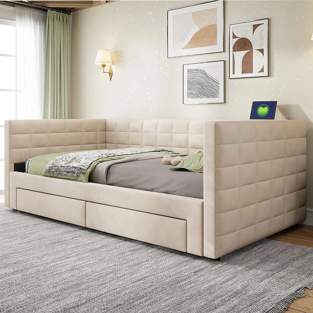 Divano letto 3in1 90x190cm?- Xylo - gigogne cotone/lino beige