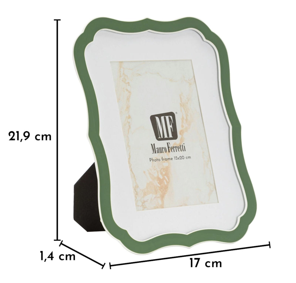 Cornice Margot Verde 17x1,4x21,9 cm in Zinco e Vetro Verde e Argento