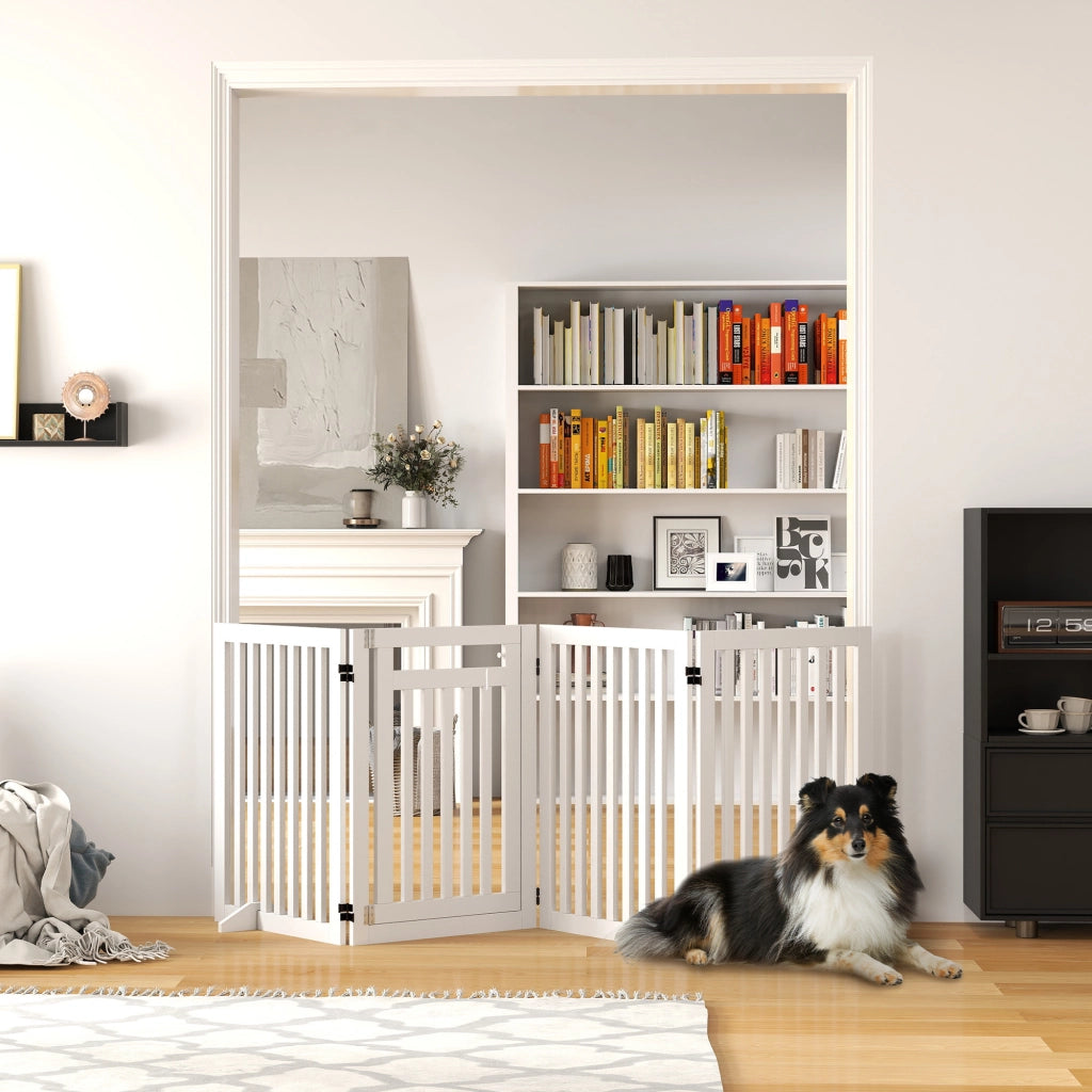 Cancello di Sicurezza per Bambini e Animali ¨C zephmum ¨C Bianco, 4 Pezzi, Pieghevole