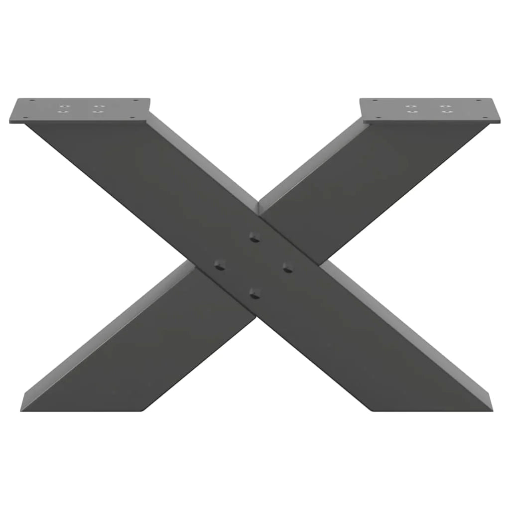 Set di 2 gambe per tavolino da caffè robuste e moderne a forma di X 50 x 30 cm in acciaio antracite 02_0057210