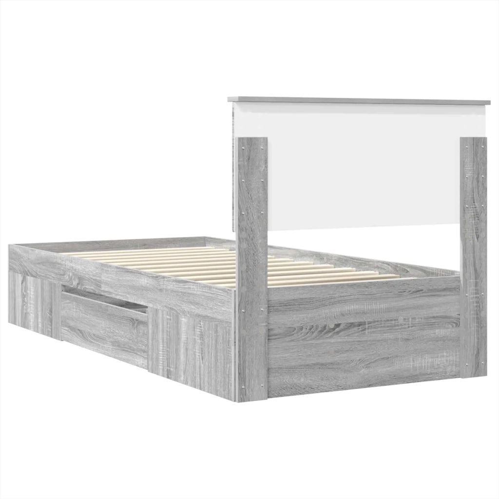 Struttura del letto Grigio Sonoma 100 x 200 m Legno multistrato