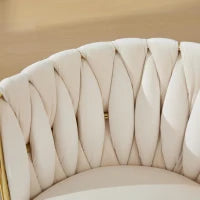 Set da 2 Sedie Girevoli a 180° con Supporto Lombare Ergonomico e Rivestimento Effetto Velluto, 56x50x70 cm, Avorio