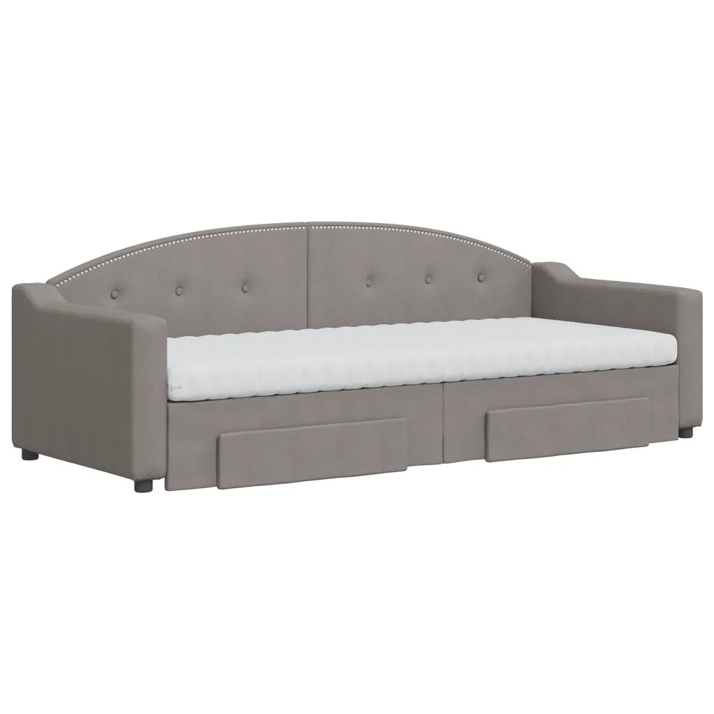 Divano Letto Estraibile con Cassetti Tortora 80x200 cm Tessuto 3197582