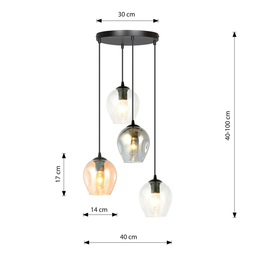 Lampada a sospensione ISTAR in acciaio nero e vetro mix