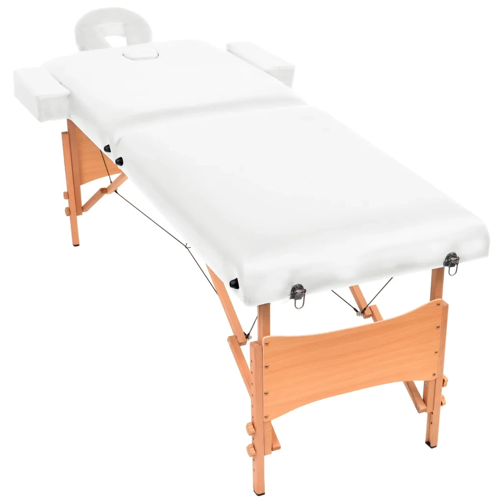 Lettino da Massaggio Pieghevole 2 Zone Spessore 10 cm Bianco 110150