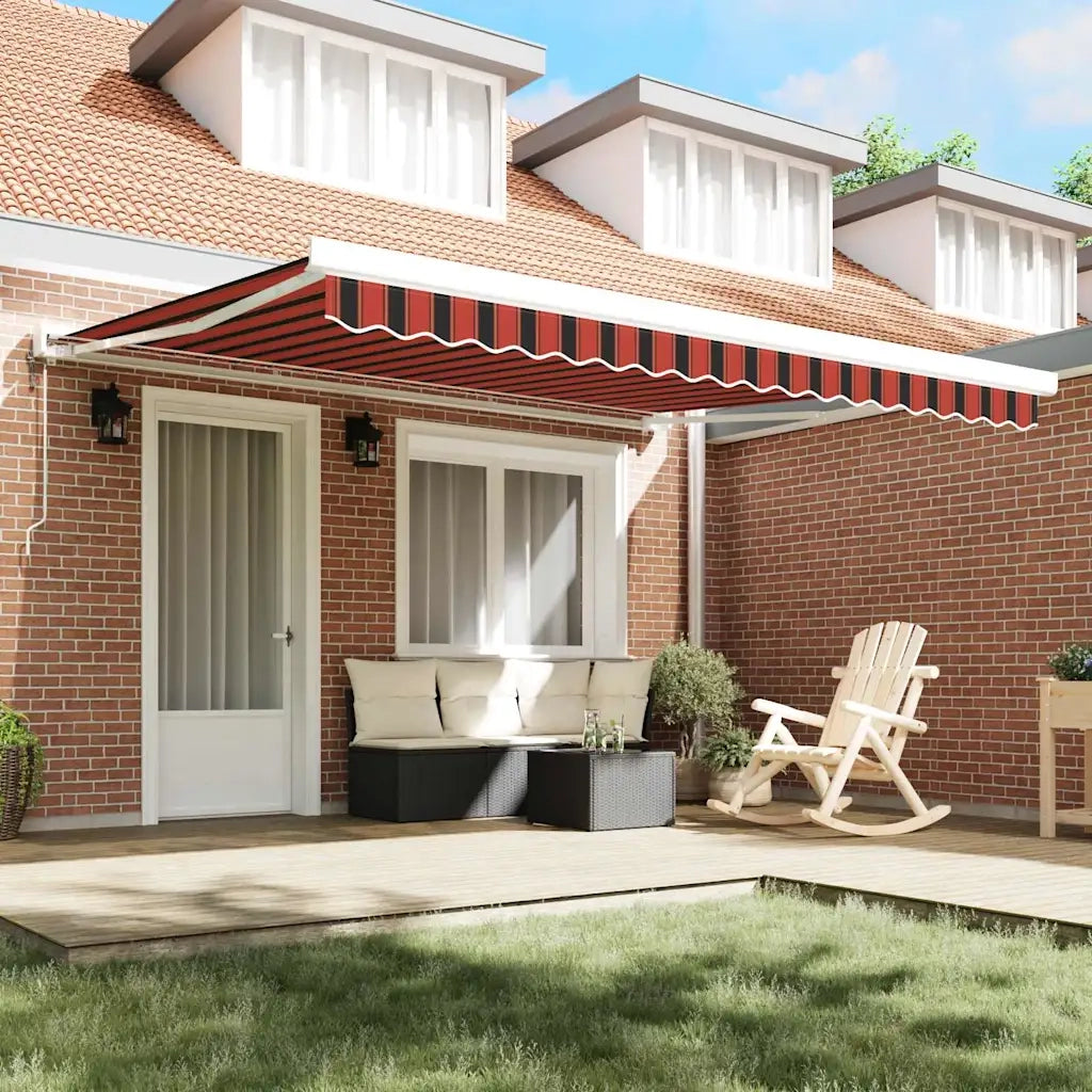Tenda Retrattile Rosso e Nero 400 × 300 cm Tessuto e Metallo 3330517