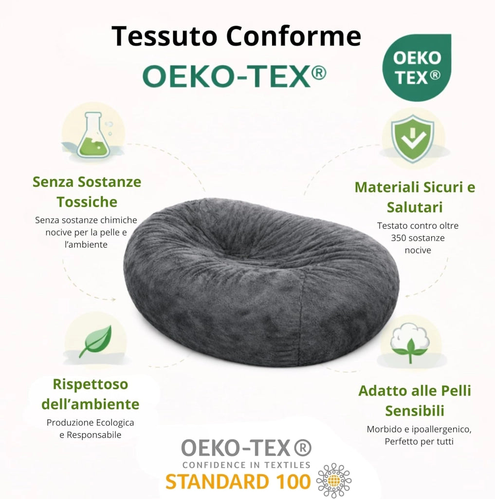 Pouf Poltrona - 160 x 90 x 60 cm - Morbido e Comodo - Housse Rimovibile e Lavabile - Pouf Letto, Pouf Sacco, Poltrona Sacco, Bean Bag - Qualità Premium, Eco-Responsabile (Grigio Scuro)