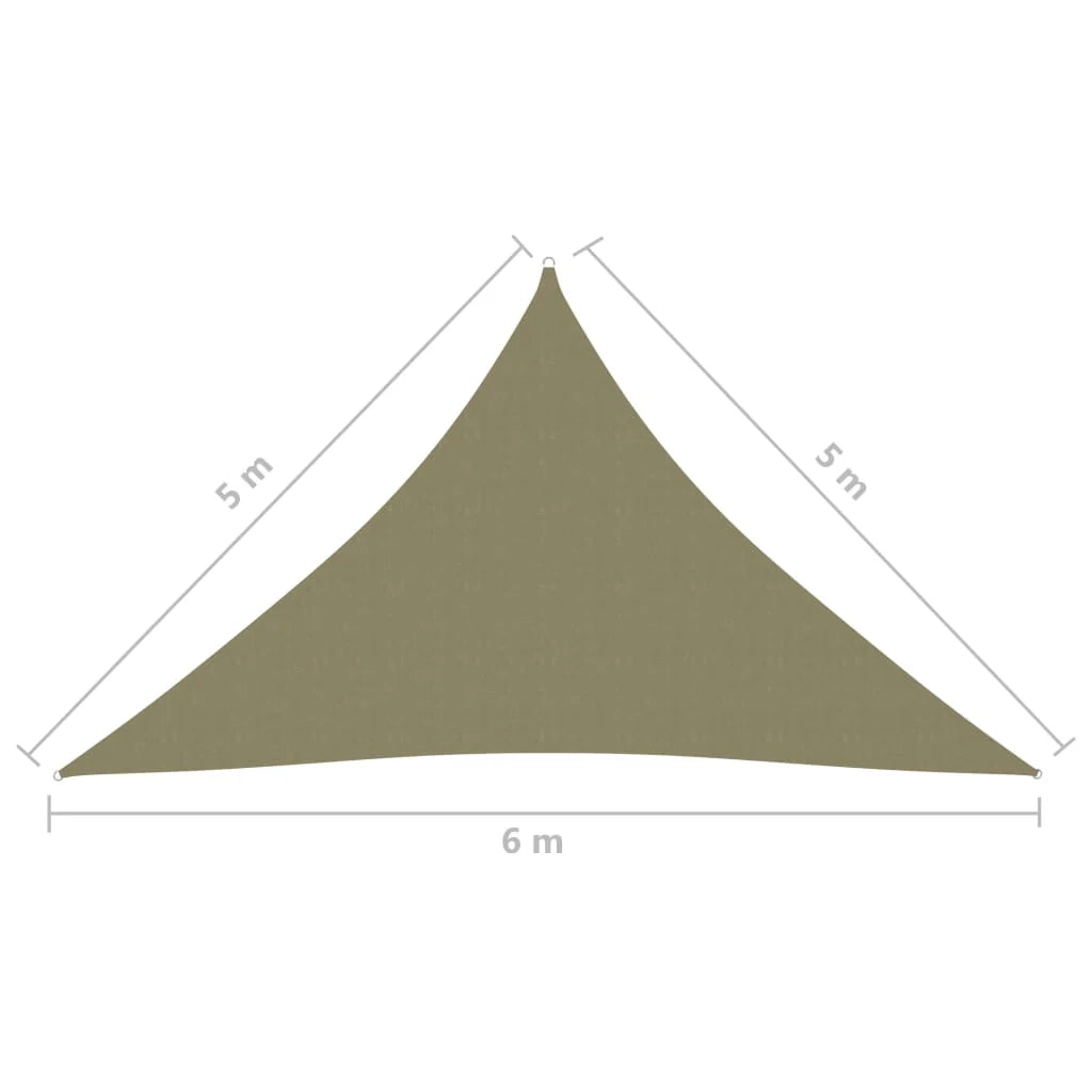 Vela ombreggiante triangolare in tessuto Oxford 5 x 5 x 6 m beige 02_0009912