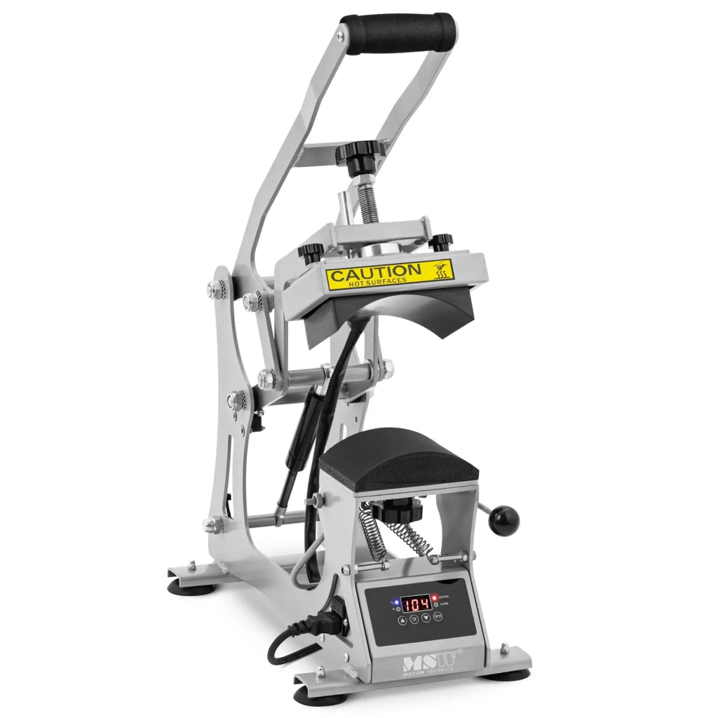 Pressa per cappellini fino a 250 °C schermo LCD timer acciaio verniciato a polvere argento metallizzato 14_0009771