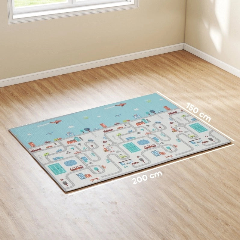 Tappeto gioco bimbo 200x150 cm in schiuma bifacciale antiscivolo pieghevole