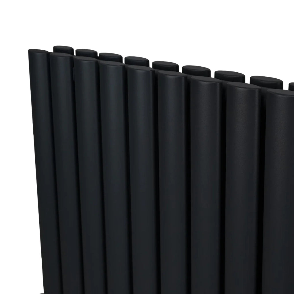 Radiatore a colonna ovale e valvole cromate TRV Designer Nero  600 mm x 1200mm