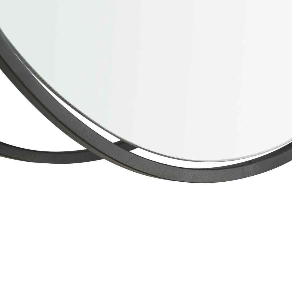 Specchio da Parete Sunne con Ripiani in Acciaio Nero 50 x 50 x 13 cm Rotondo [en.casa]
