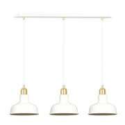 Lampadario Industrial 3 Luci Kubera In Acciaio Bianco Con Elementi In Oro