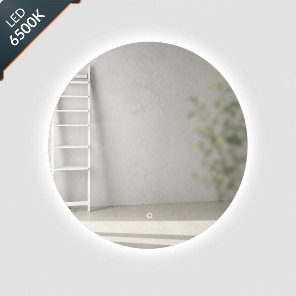 Specchio tondo retroilluminato led elegante per bagno *** misura Ø90, tonalità dimmerabile 2700-4500-6500k, confezi...
