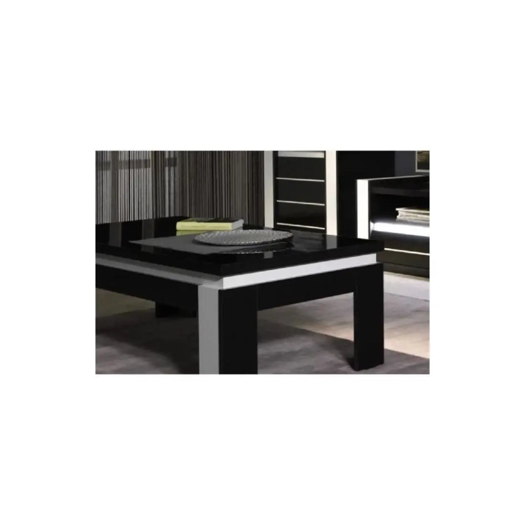 Tavolino basso LINA nero e bianco lucido - 125 x 42 x 65 cm