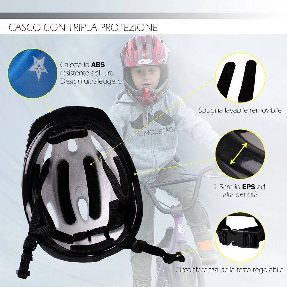 Trade Shop - Casco Da Bambino Per Bici Bicicletta Con Chiusura Regolabile Vari Colori Xc-1691 -