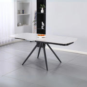 Tavolo girevole allungabile Kitti con piano in ceramica effetto marmo larice beige 120x88x76H