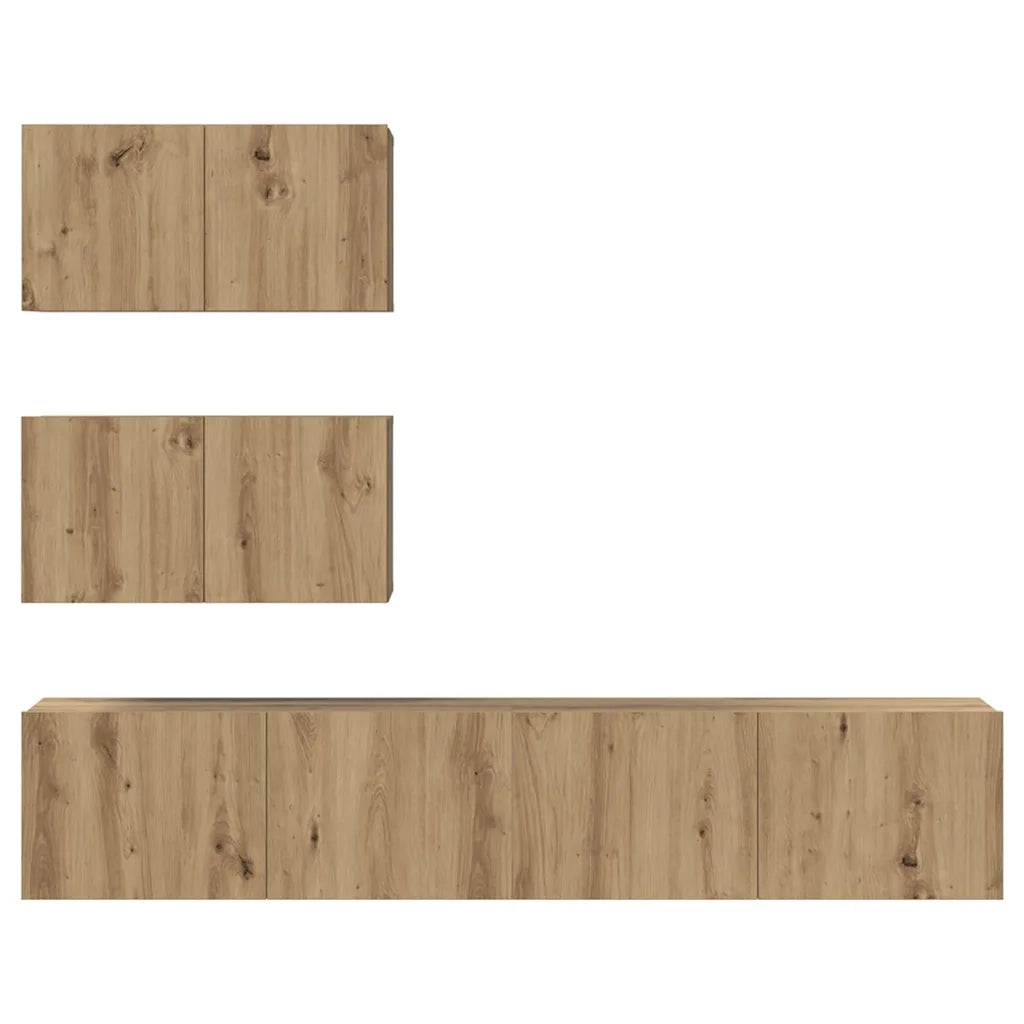 Set mobile TV 4 pz-Set di 4 Credenza per TV Rovere artigianale Legno multistrato 174219
