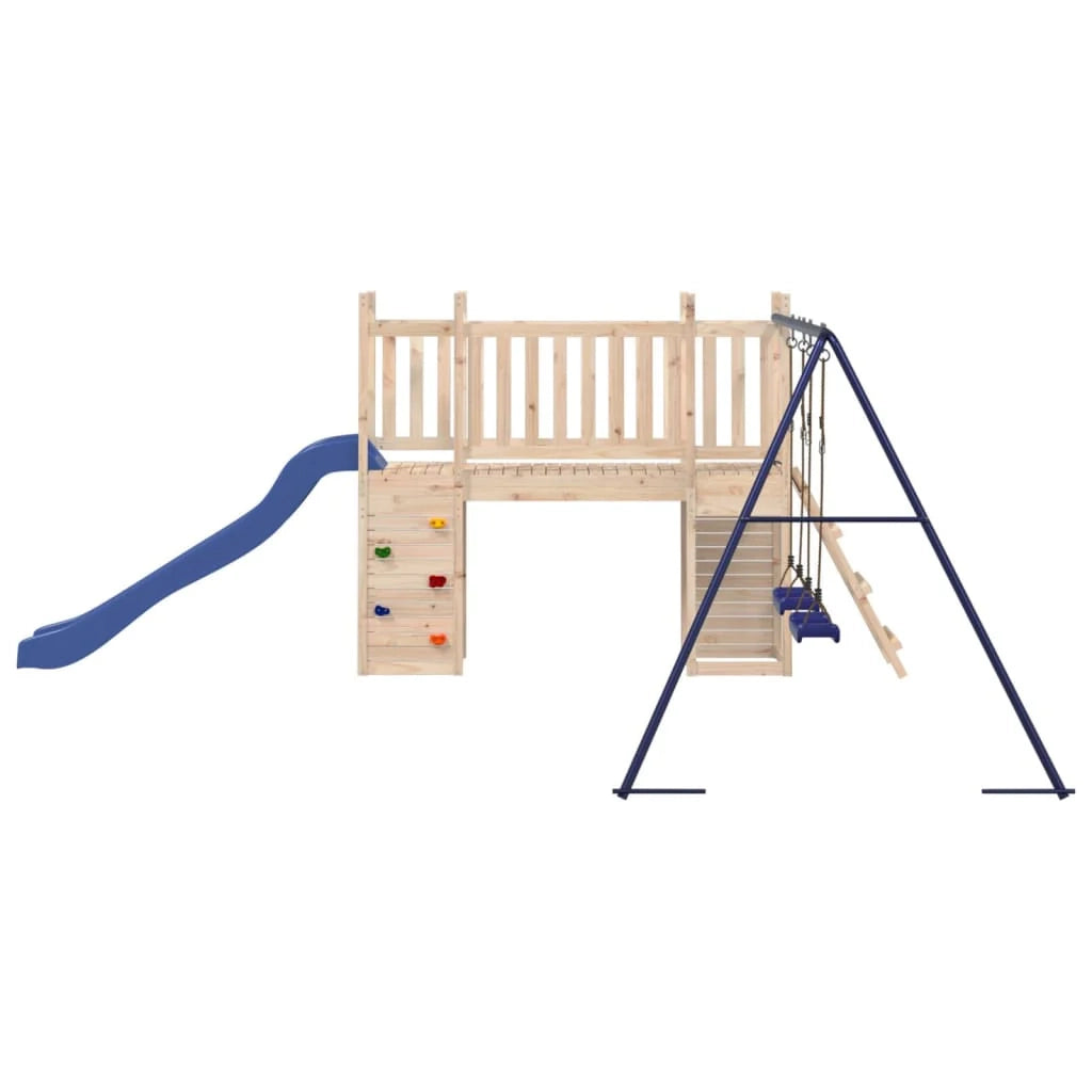 Altalena per parco giochi all'aperto scivolo altalena robusta giochi da giardino 308 x 461 x 169 cm legno di pino massiccio 02_0004897