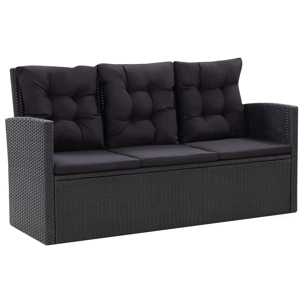 Set Divani da Giardino 6 pz con Cuscini in Polyrattan Nero cod mxl 39874