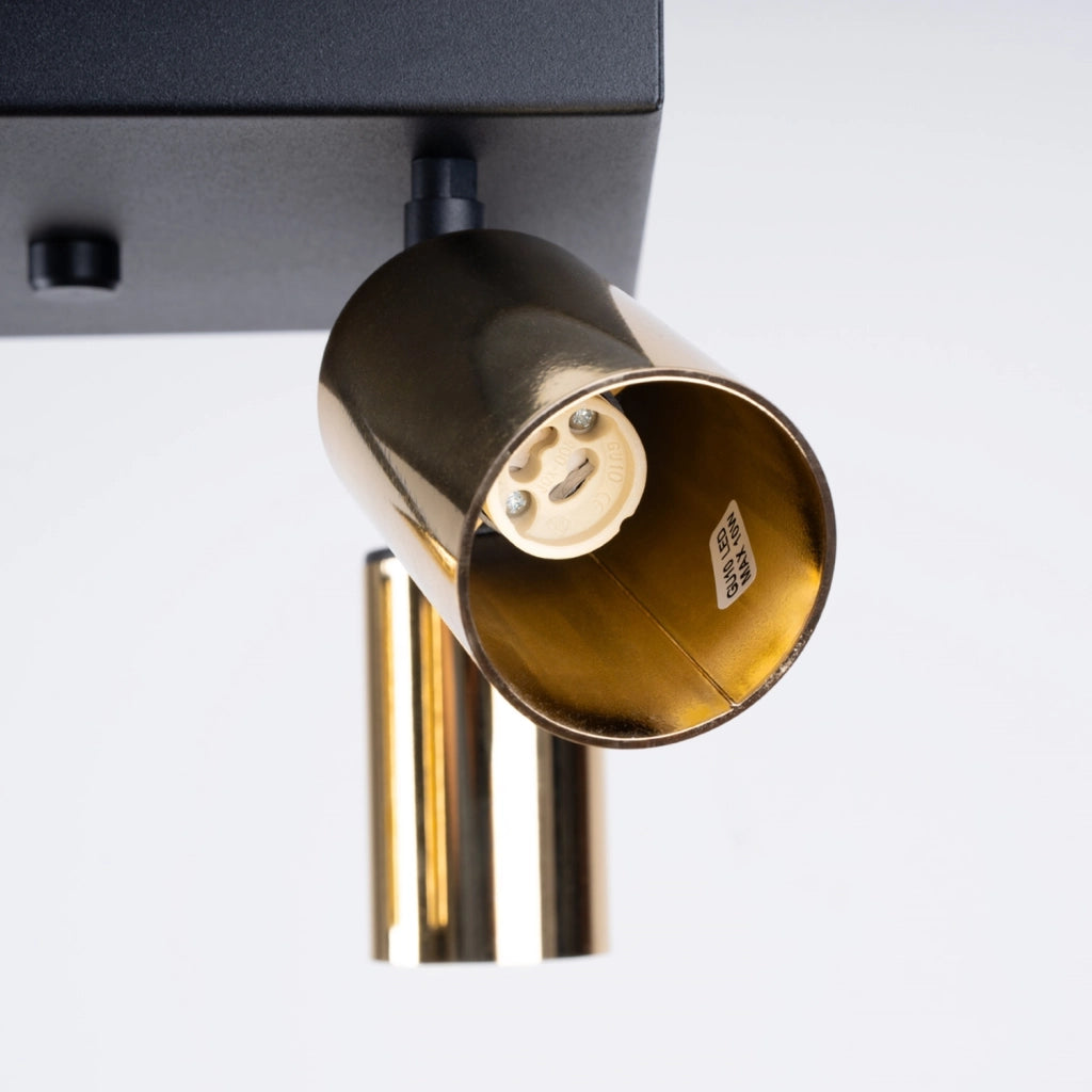 Lampada moderna a tubo in acciaio Winx FI6/10 4x GU10 LED Max 10W Nero Oro
