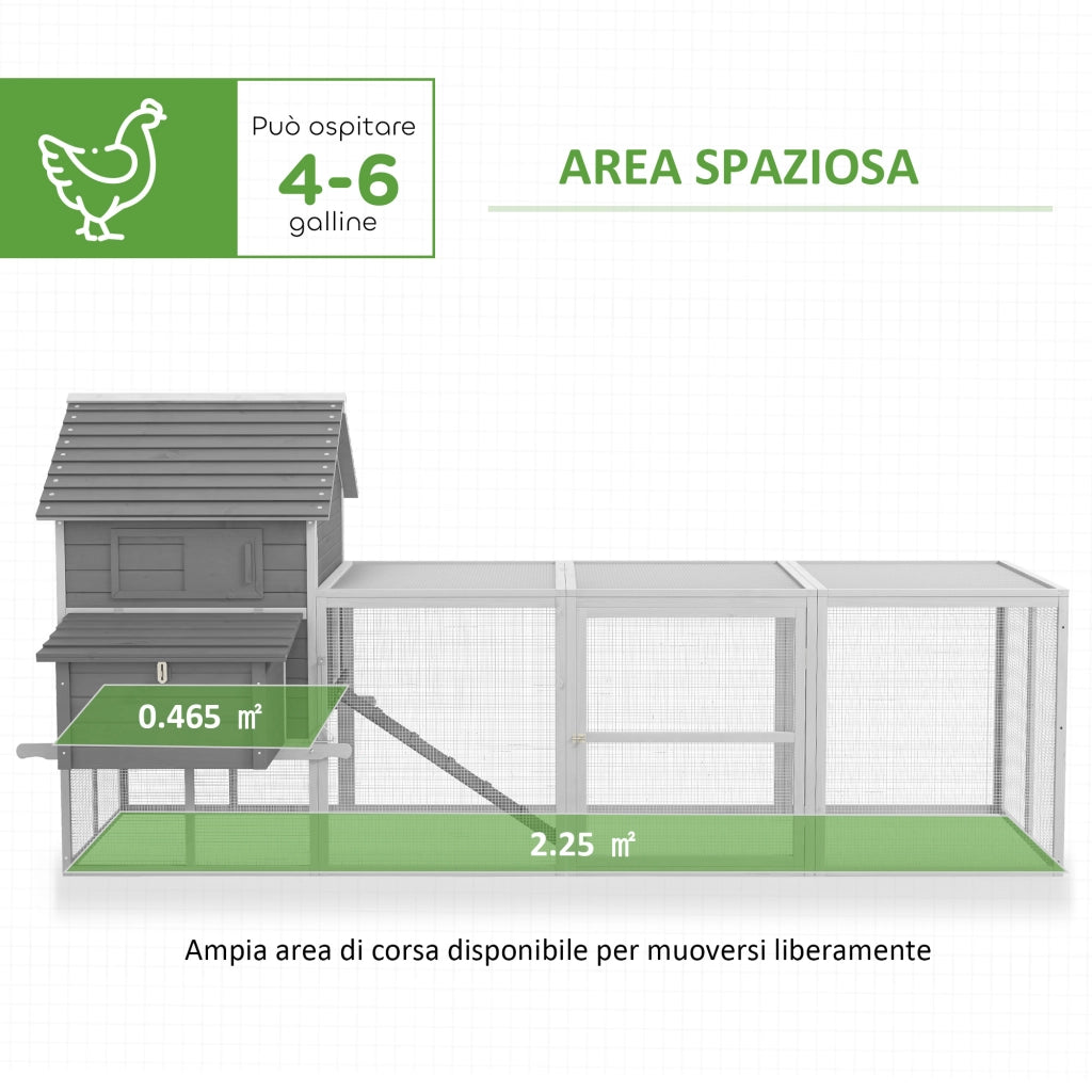 Pollaio da Giardino con Casetta ¨C zephmum ¨C Grigio 310.5x149.5x149cm