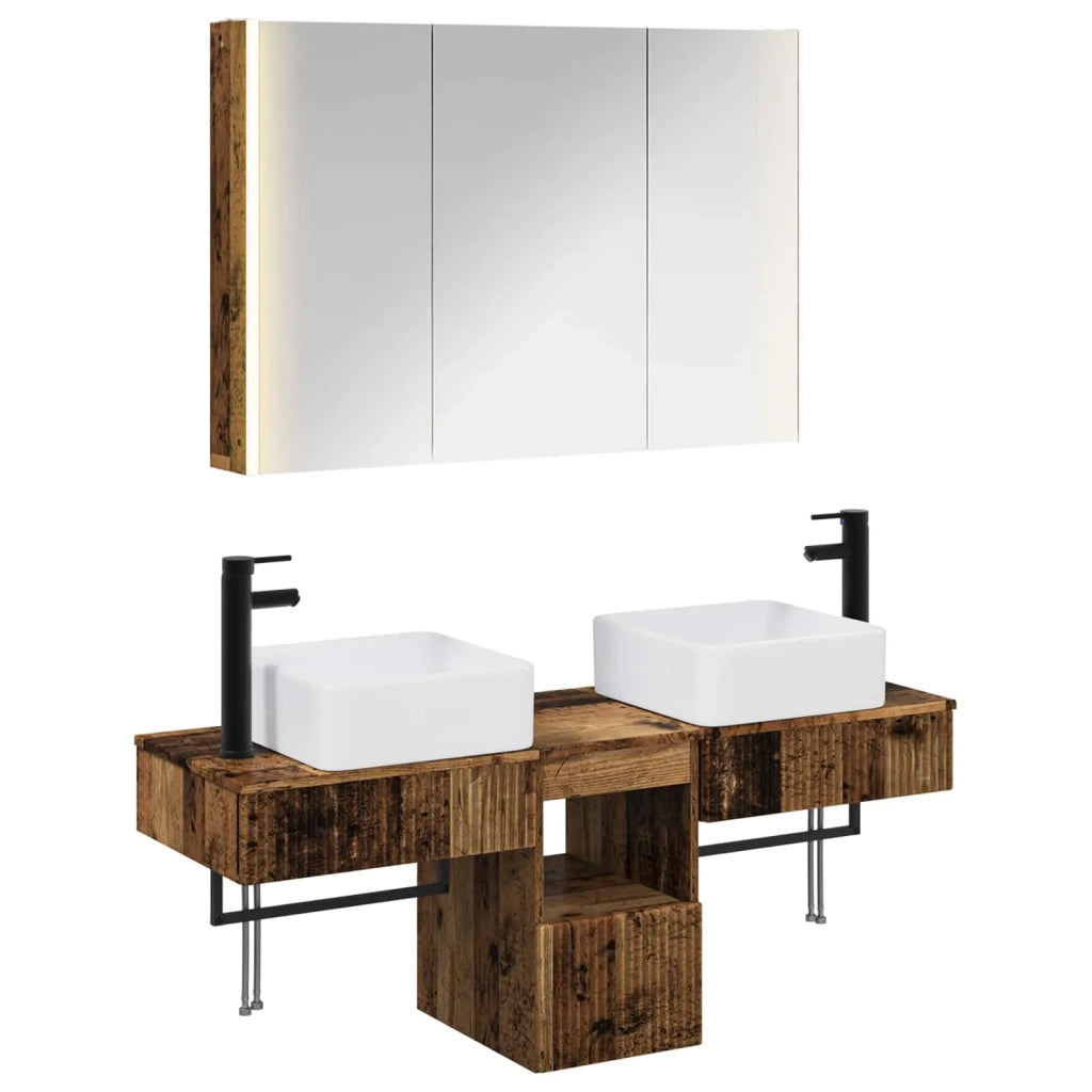 Set di Armadi da Bagno 4 pcs Legno antico 103,5 x 15,5 x 70 cm 3406309