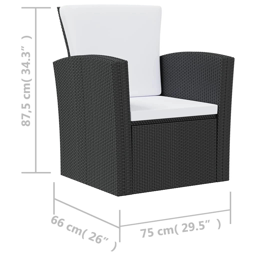 Set di mobili da giardino mobili da esterno 8 pezzi con cuscini resina intrecciata nera 02_0017732