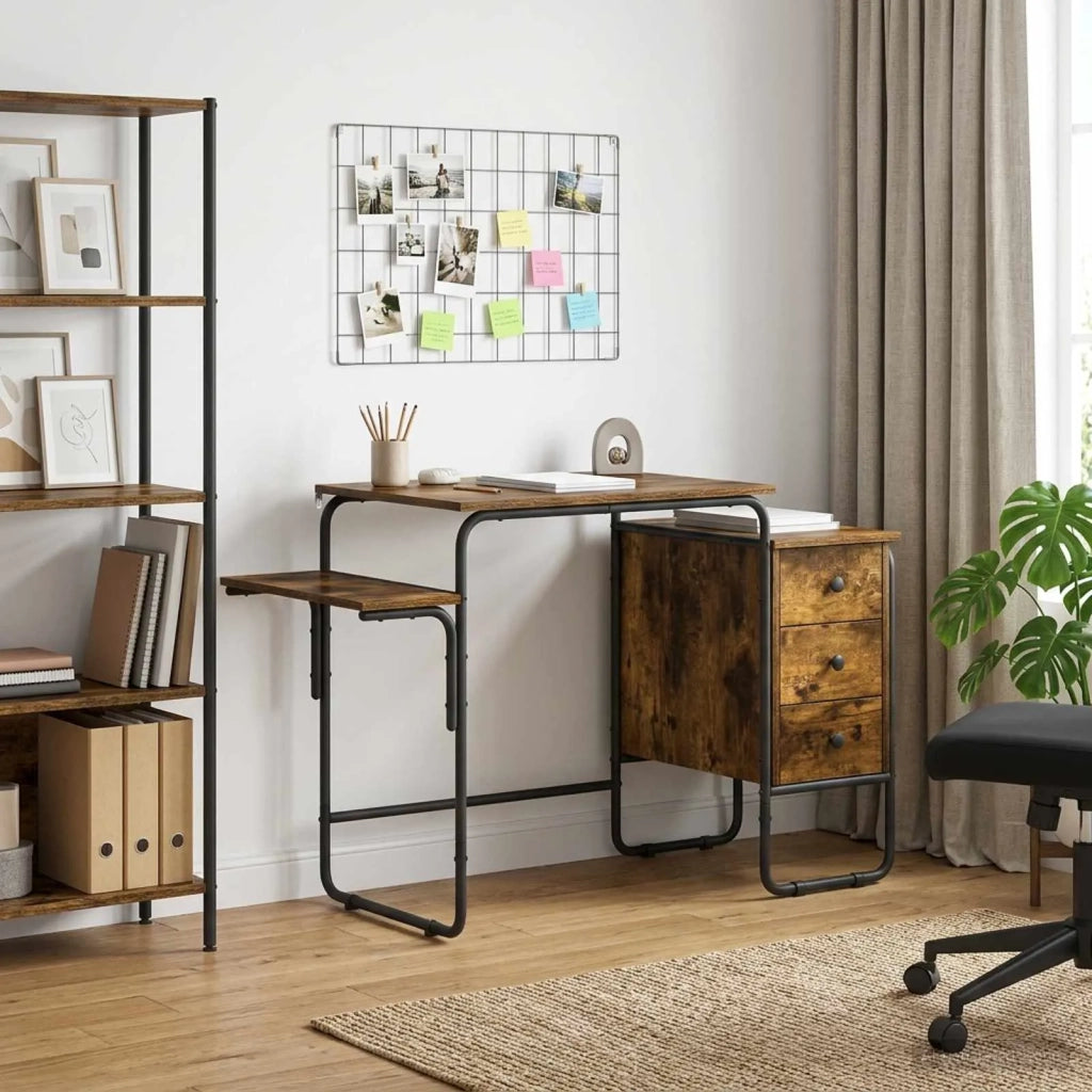 Scrivania con Spazio di Archiviazione Rovere Fumo 8007998