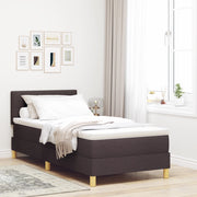 Letto con Box Spring e Materasso Marrone Scuro 90x200 cm Tessuto