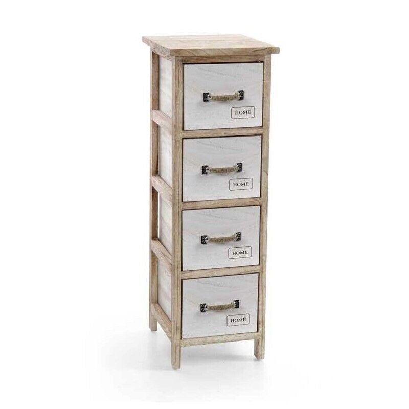 CASSETTIERA SLIM HOME IN LEGNO A 4 CASSETTI 26X32XH80CM BIANCO E LEGNO NATURALE