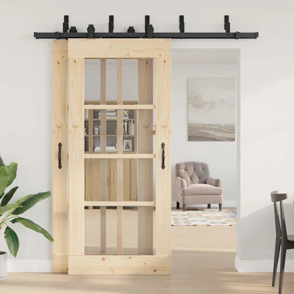 Kit di Binari per Porte Scorrevoli 200 cm Acciaio Nero CFW3646264