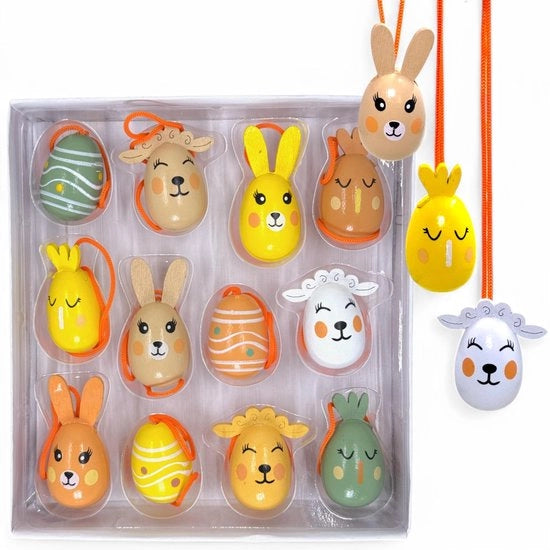 Set di tappeti di Pasqua in legno - Uova di Pasqua/Leopardo/Cucciolo di tacchino/Agno - Decorazione di Pasqua Interna/Esterna - Decorazione di Primavera - Compact 2x3 cm