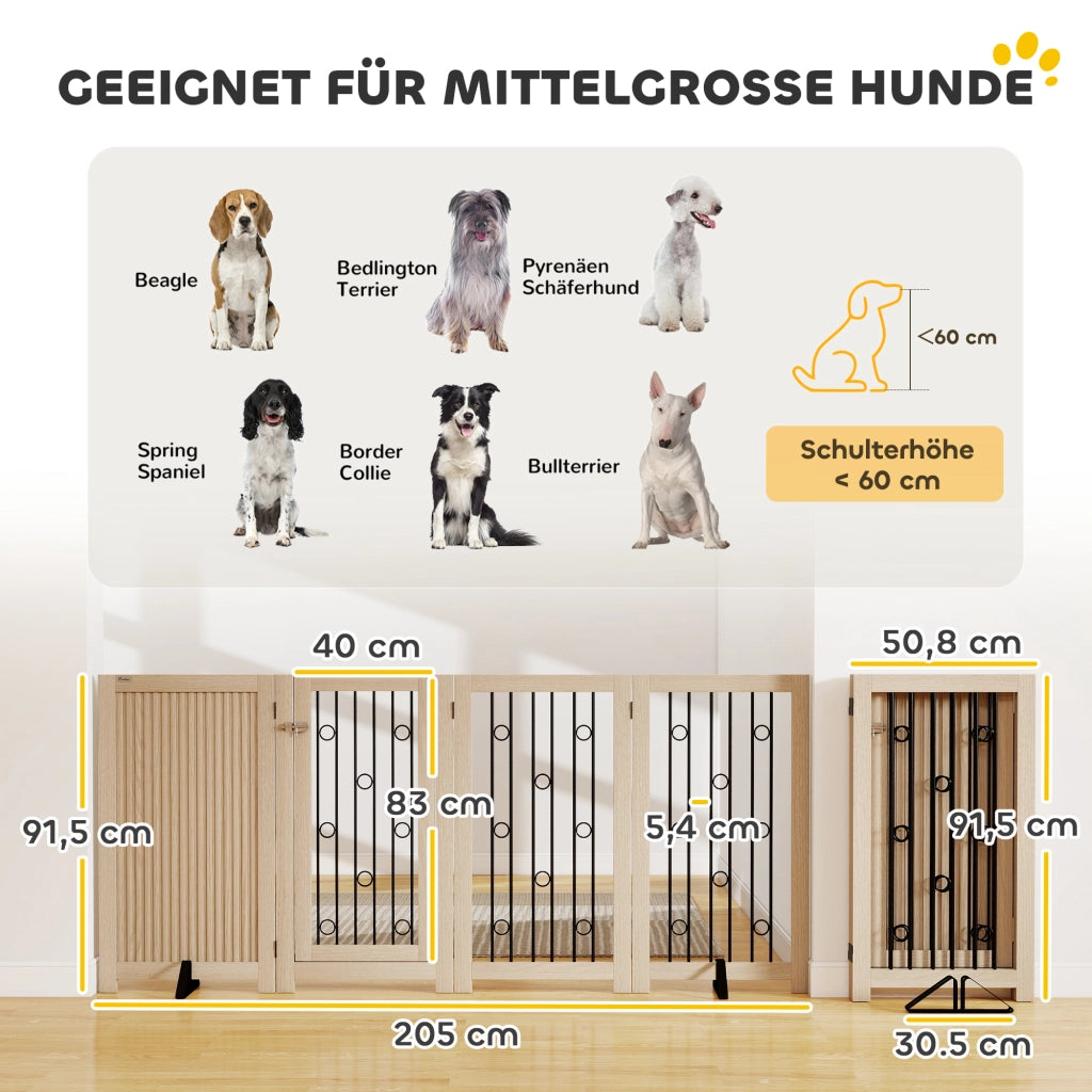 Cancello per animali domestici ¨C zephmum ¨C Grigio, MDF, Acciaio, 4 Pannelli