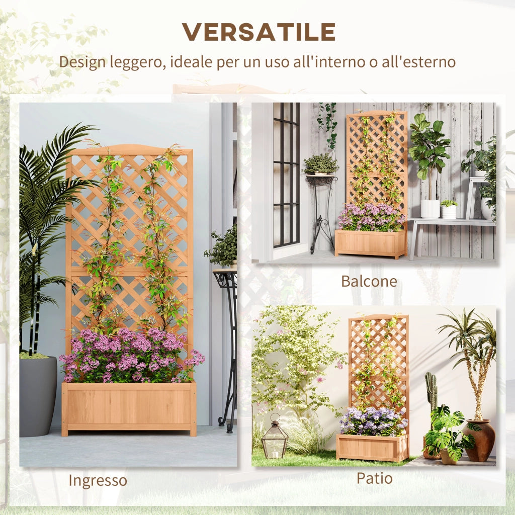 Fioriera con Traliccio per Rampicanti ¨C zephmum ¨C Legno di Abete Marrone 76x36x170 cm