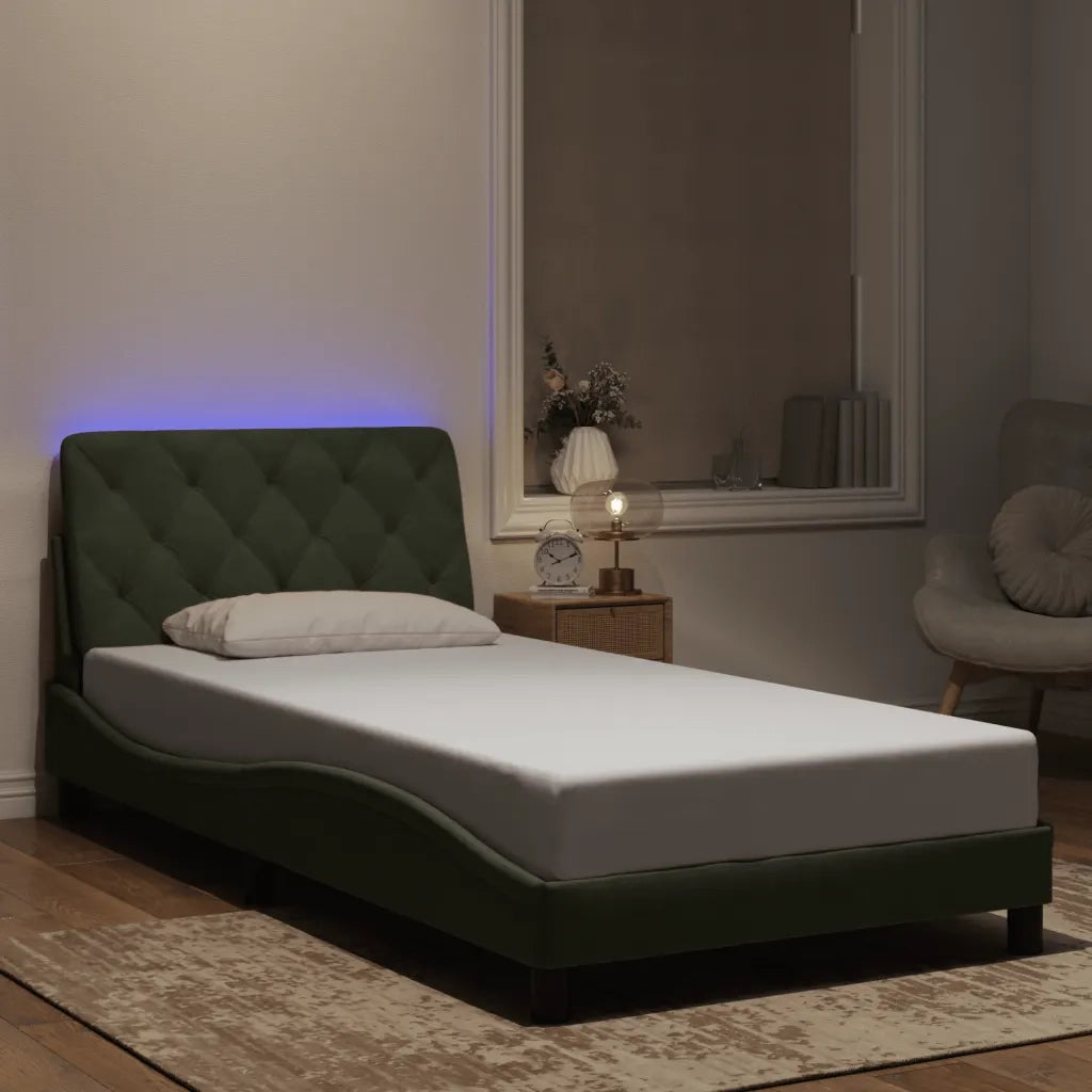 Giroletto con LED senza Materasso-Struttura Letto Grigio Chiaro 100x200 cm in Velluto