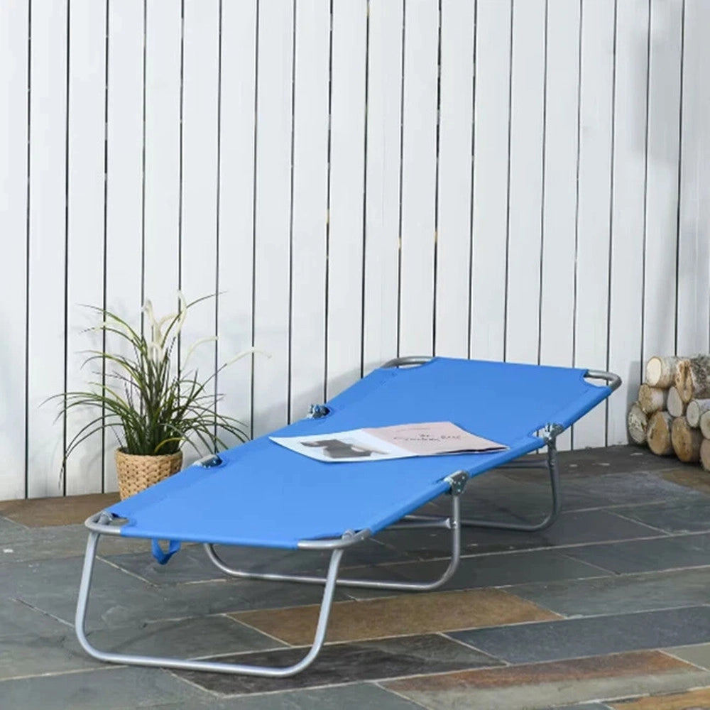 Trade Shop - Lettino In Textilene Blu Per Mare Giardino Schienale Regolabile In 3 Posizioni 281045 -