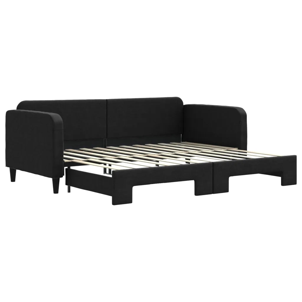 Divano Letto con Letto Estraibile Nero 90x200 cm in Tessuto 3196818