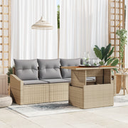 Set divano da giardino a 5 pezzi con cuscini in rattan sintetico beige