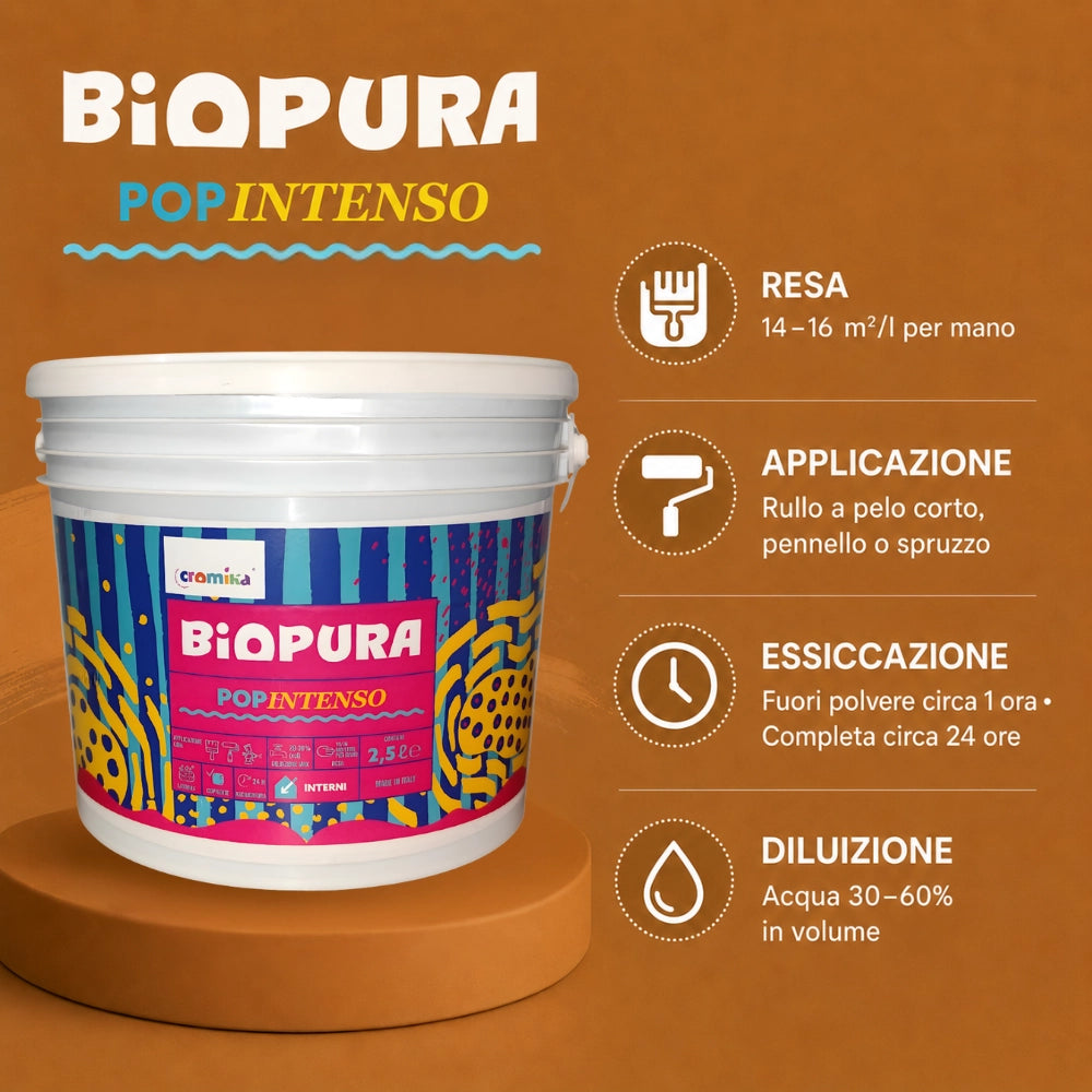 Popintenso palestra e decori interni pittura murale lavabile e coprente cromika *** formato 2.5 lt, colore- terra viv...