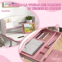 Set Scrivania per Bambini con Sedia Regolabile in Altezza e Piano Inclinabile, Età 6-12 Anni, Rosa