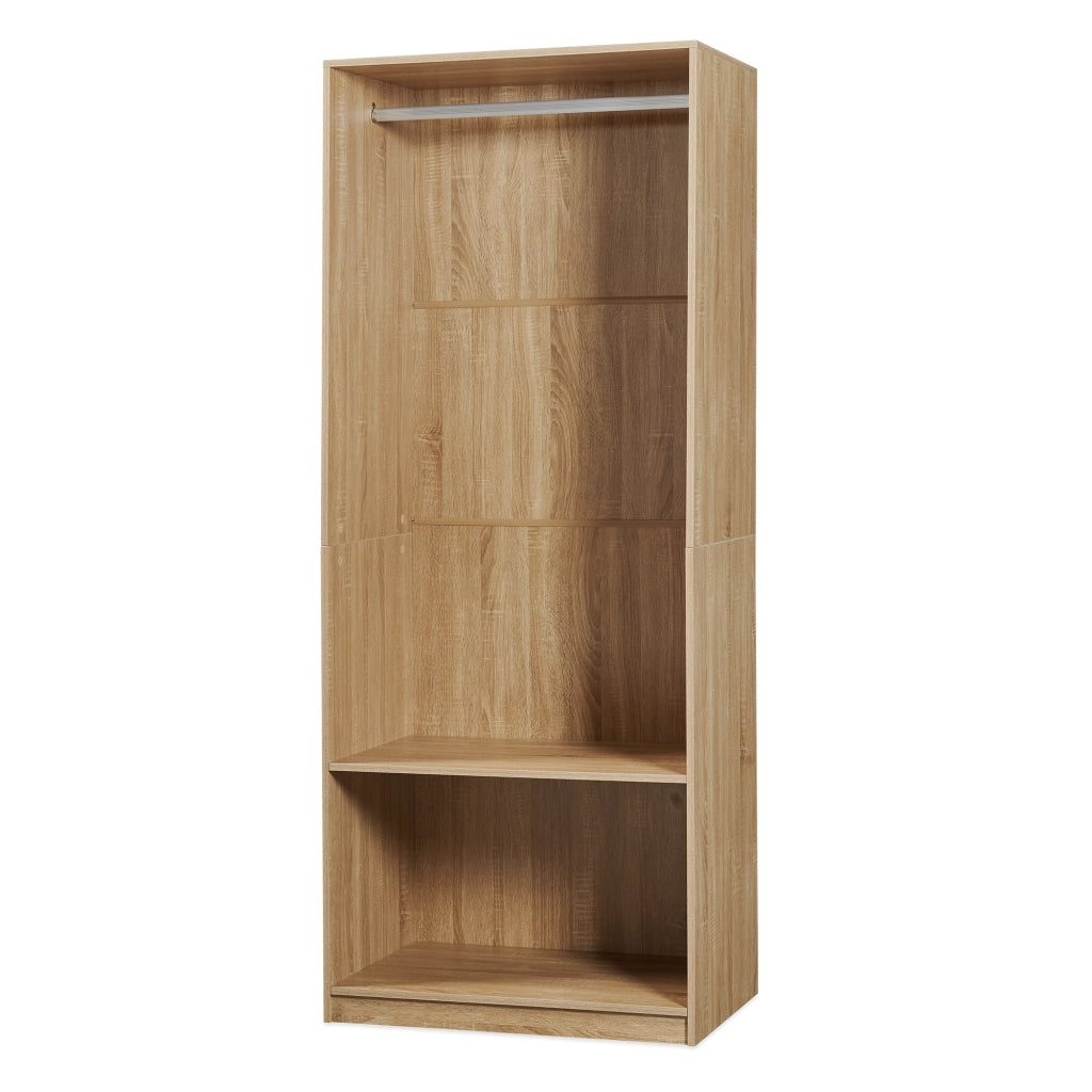 Armadio Aperto Vippsaki Guradaroba con Barra Appendiabiti 200 x 80 x 50 cm - Effetto Rovere [en.casa]