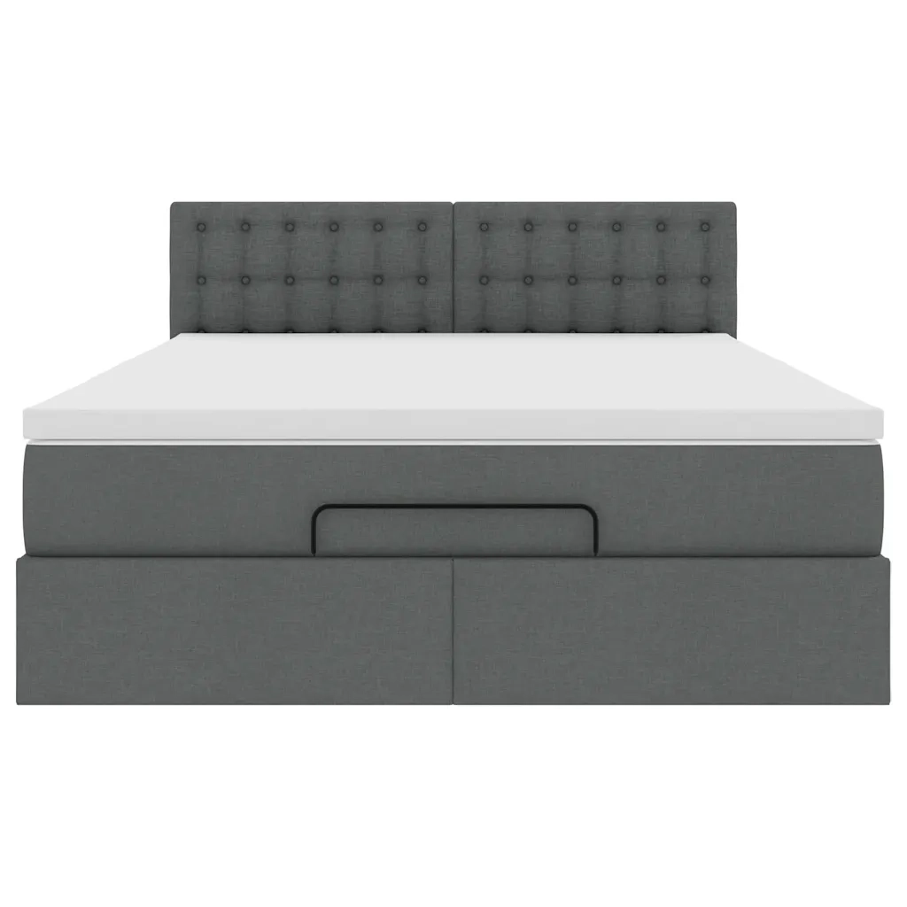 Pouf Letto con Materasso e LED Grigio Scuro 140x200 cm 3312479