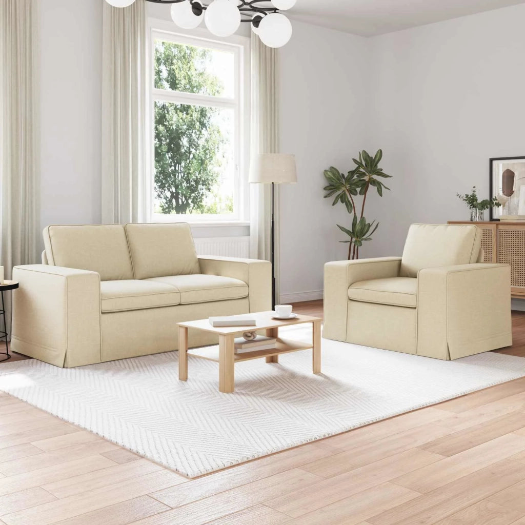 Set di divani 2 pcs Crema 162 x 80 x 82 cm Tessuto