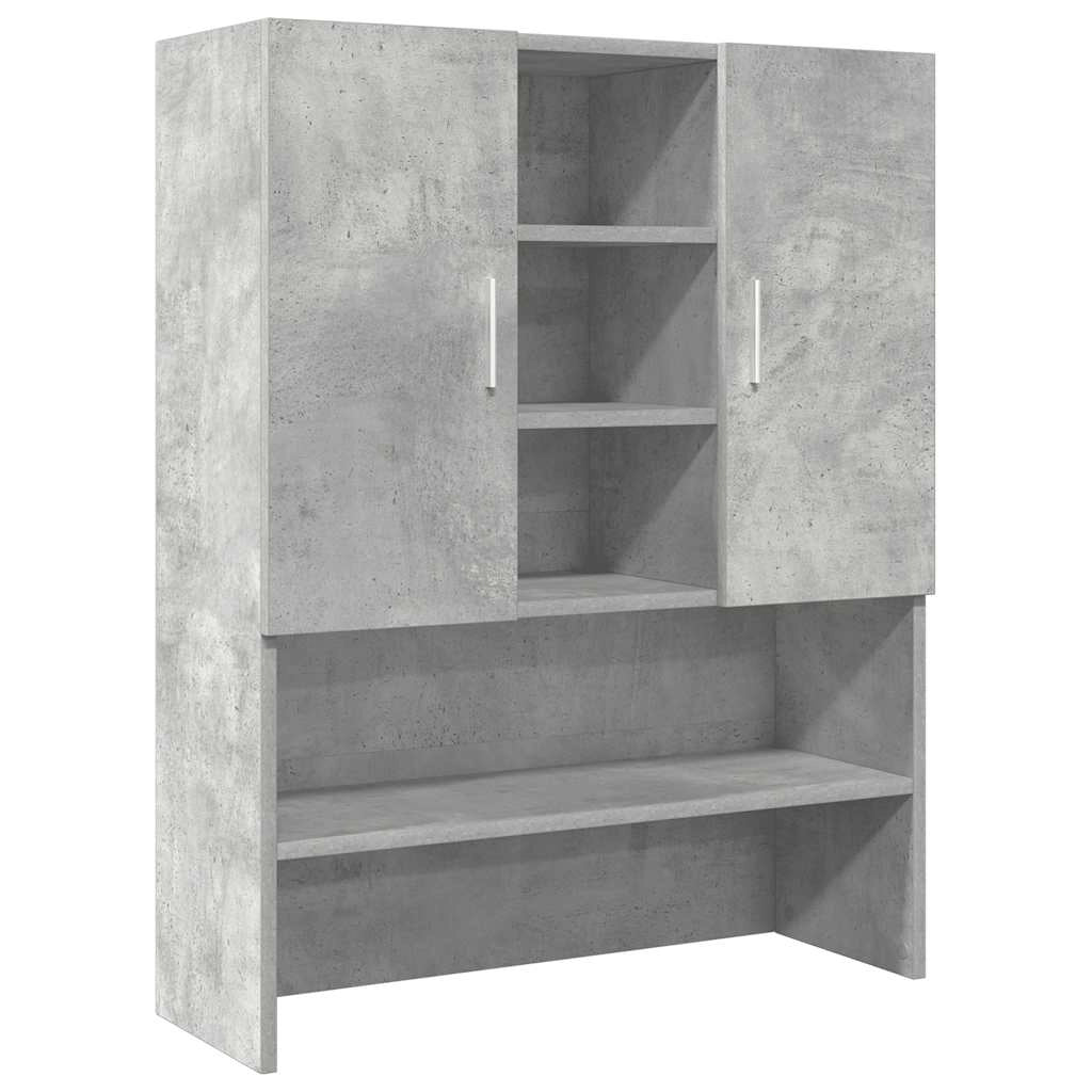 Set di 2 mobili da bagno per lavatrice con spazio di archiviazione ottimizzato 70,5 x 71,5 x 181,5 cm legno ingegnerizzato grigio cemento 02_0055758